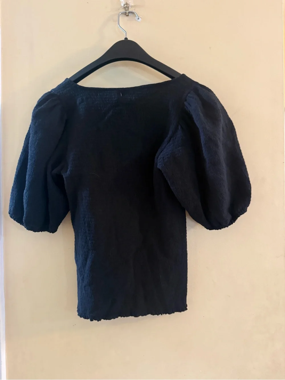 Nation LTD Bianca Smocked 80's Tee in Black, small